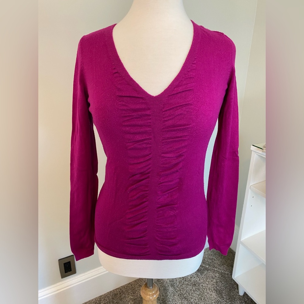 Express Fuchsia V-neck sweater. Sz. Small. Beautiful and form-fitting.